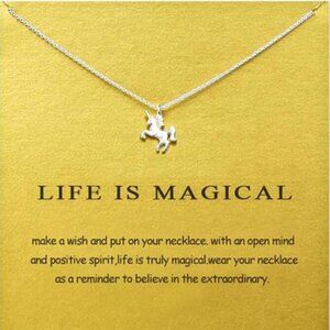 Unicorn Pendant Necklace – “Life is Magical” Inspirational Jewelry Friendship